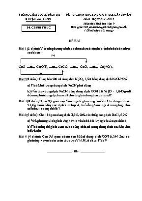 Đề thi chọn học sinh giỏi cấp huyện môn Hóa học Lớp 9 - Năm học 2014-2015 - Phòng GD và ĐT Na Hang (Có đáp án)